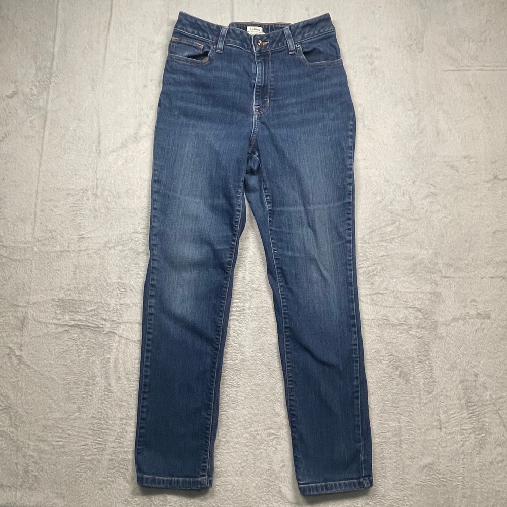 L.L.Bean Jeans Women 8 Reg Blue Classic Fit Straight Leg High Rise